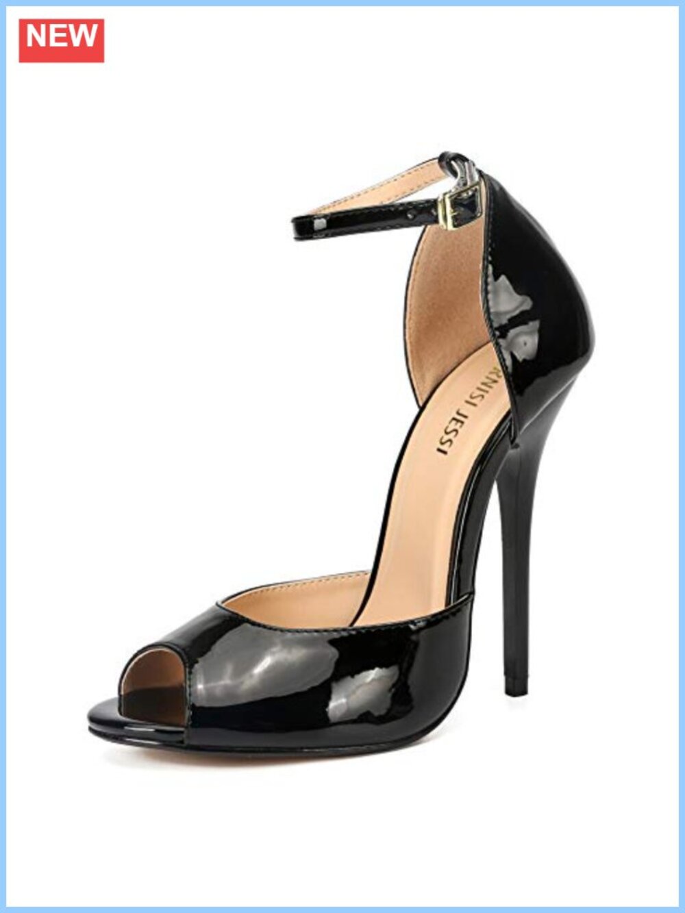Unisex Peep Toe Stiletto Heels Ankle Strap Sandals D'Orsay 5.1-Inch Heel